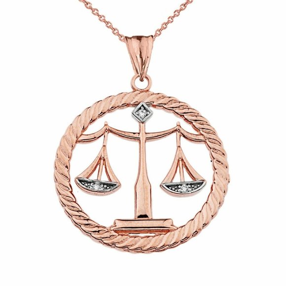 10k Real Gold Diamond Scales of Justice Pendant